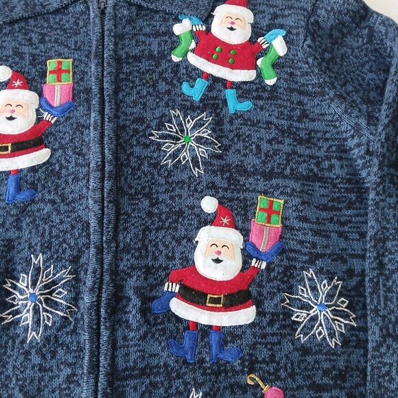 Tiara International Christmas Collection Zip Up Cardigan Sweater Size Medium - Picture 3 of 7
